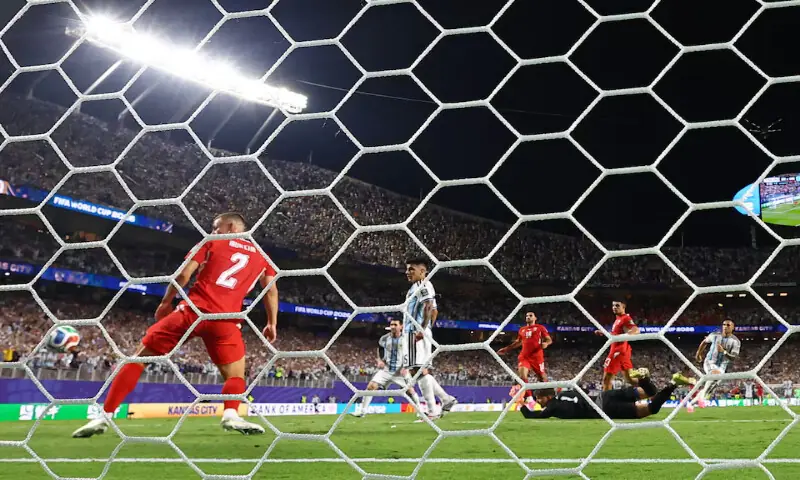 Argentina's Lautaro Martinez scores their third goal. -- Reuters Argentina's Lautaro Martinez scores their third goal. -- Reuters