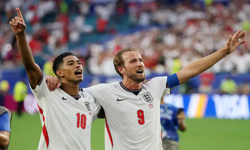 England's Jude Bellingham and Harry Kane celebrate after the match as England qualify for the semi finals of the World Cup. -- Reuters England's Jude Bellingham and Harry Kane celebrate after the match as England qualify for the semi finals of the World Cup. -- Reuters