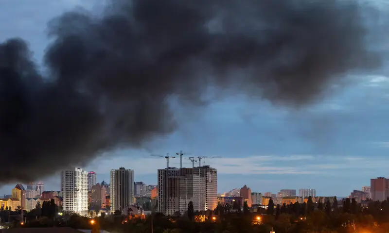 Smoke rises in the city during a Russian missile strike in Kyiv, Ukraine. -- Reuters