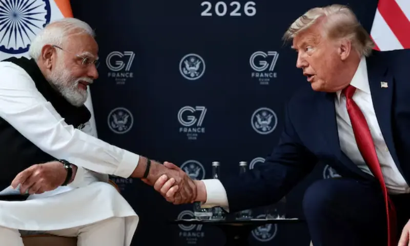 US President Donald Trump with Indian Prime Minister Narendra Modi. -- Reuters file