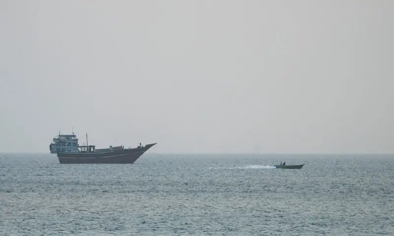 A vessel in the Strait of Hormuz, as seen from Musandam, Oman. -- Reuters