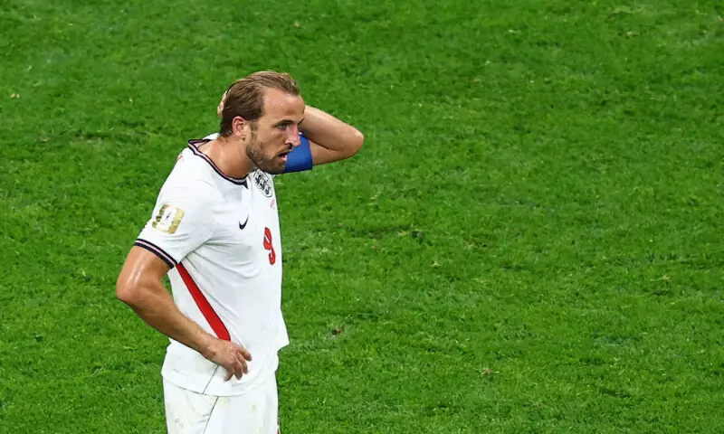 England's Harry Kane looks dejected after the match as they are eliminated from the World Cup. -- Reuters