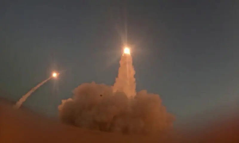 This screen grab, taken on July 15, 2026, from video footage released by Iran's Revolutionary Guards’ Sepah News website on July 14, 2026, allegedly shows missiles being launched from an undisclosed location towards US targets in Bahrain and Kuwait. AFP This screen grab, taken on July 15, 2026, from video footage released by Iran's Revolutionary Guards’ Sepah News website on July 14, 2026, allegedly shows missiles being launched from an undisclosed location towards US targets in Bahrain and Kuwait. AFP