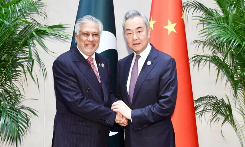 Deputy Prime Minister Ishaq Dar and Chinese Foreign Minister Wang Yi.