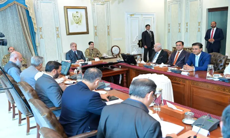 Prime Minister Shehbaz Sharif chairs a review meeting on ease of doing business in Islamabad on Friday. APP