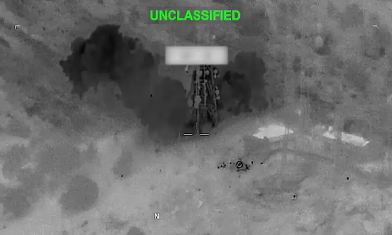 Smoke rises from an explosion at an unknown location, during what US Central Command says are strikes on Iran, in this screen grab taken from a handout video. -- Reuters Smoke rises from an explosion at an unknown location, during what US Central Command says are strikes on Iran, in this screen grab taken from a handout video. -- Reuters
