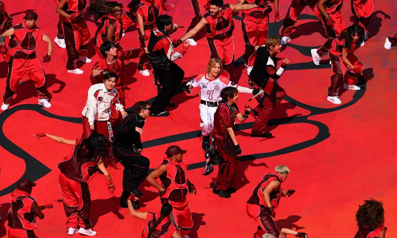 BTS performs during the show. -- Reuters BTS performs during the show. -- Reuters