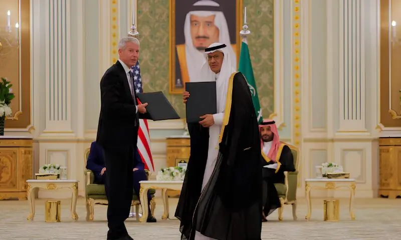 US Secretary of Energy Chris Wright and Saudi Arabia's Minister of Energy Abdulaziz bin Salman Al Saud attend a Memorandum of Understanding signing ceremony at the Royal Court in Riyadh, Saudi Arabia. -- Reuters file