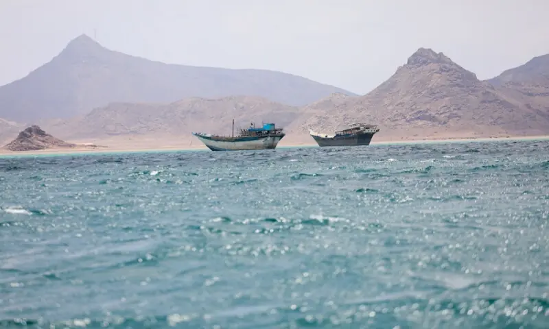 Boats near the coast of Bab El Mandeb, Yemen. -- Reuters