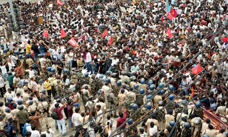 Supporters of All India Students' Association gather during a protest in Patna, India. -- Reuters Supporters of All India Students' Association gather during a protest in Patna, India. -- Reuters
