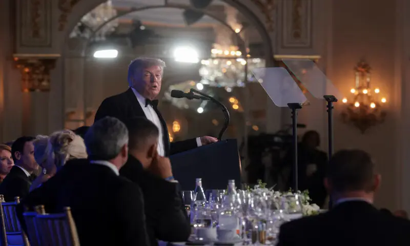 US President Donald Trump delivers remarks at the White House Correspondents' Association Dinner at the Waldorf Astoria hotel in Washington, DC. -- Reuters US President Donald Trump delivers remarks at the White House Correspondents' Association Dinner at the Waldorf Astoria hotel in Washington, DC. -- Reuters