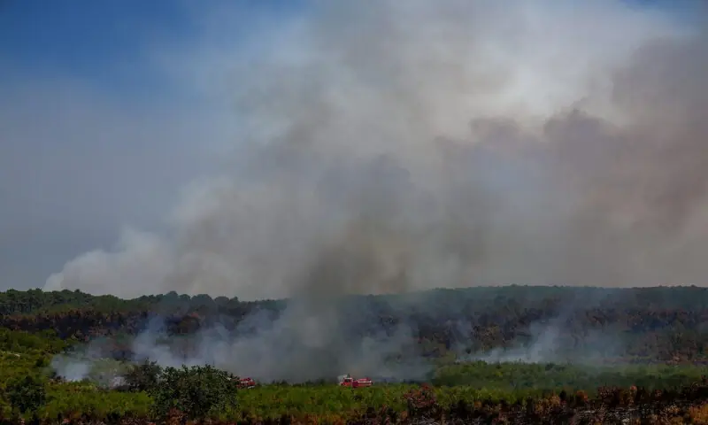Smoke rises from hotspots and wildfires in Le Grand Crohot,France. -- Reuters