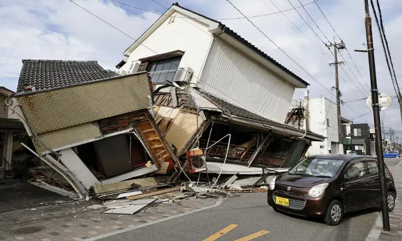 A view of the buildings that collapsed after an earthquake with a magnitude of 7.1 struck Japan's southern Kumamoto prefecture in Yatsushiro City, Japan. -- Reuters