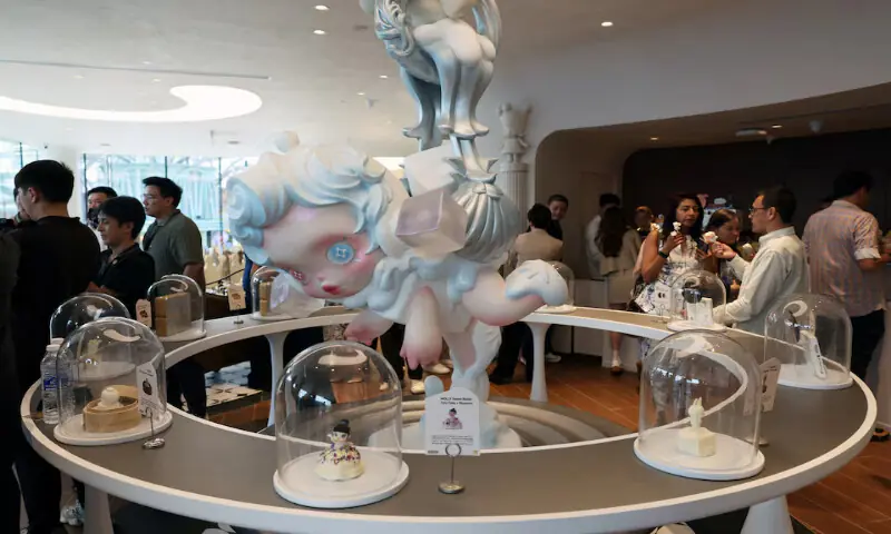 Character-themed desserts are displayed at Pop Mart's first international bakery at Resorts World Sentosa in Singapore. -- Reuters