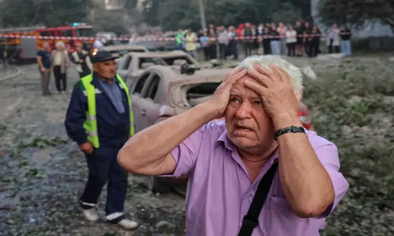 A man reacts near an apartment building hit by a Russian missile strike in Lviv, Ukraine, on Thursday. -- Reuters A man reacts near an apartment building hit by a Russian missile strike in Lviv, Ukraine, on Thursday. -- Reuters