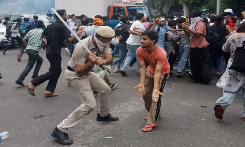 Protesters were met with baton-wielding police officers when they attempted to march toward parliament on July 20. More than 50,000 participated in the rally, according to some estimates. -- Reuters