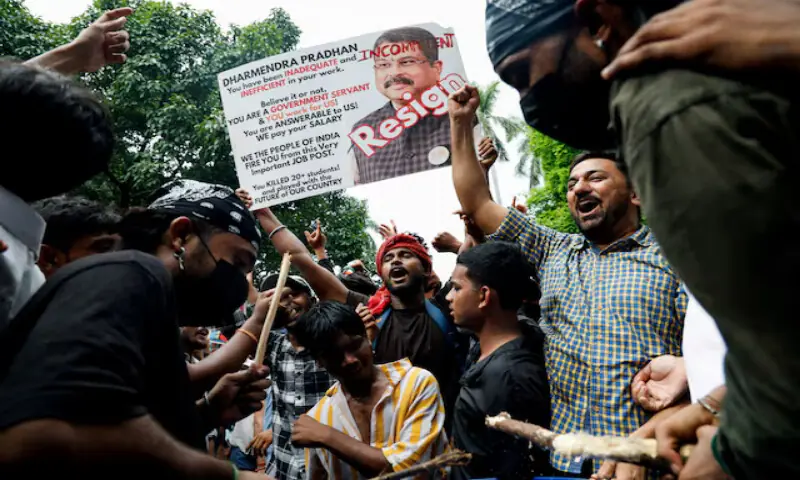 The protesters raise slogans against Modi and his allies, marking a rare public show of dissent. -- Reuters