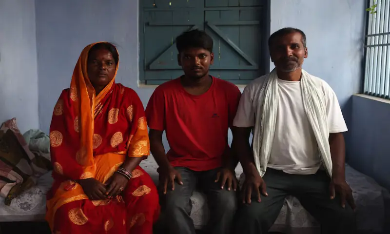 Abhishek Kumar, Ashok&rsquo;s 20-year-old brother, unsuccessfully attempted several exams for entry to medical school. The cost of exam preparation has taken a toll on his farmer parents, Rita Devi (left) and Sikindra Sah (right), who live in the impoverished state of Bihar. -- Reuters