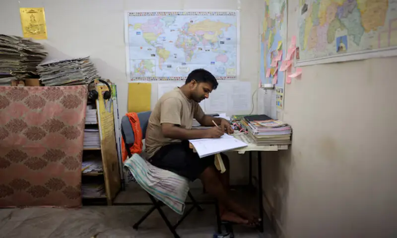 Ashok, who lives in a New Delhi neighbourhood popular with students, estimates that he has spent more than $10,000 preparing for the tests. -- Reuters