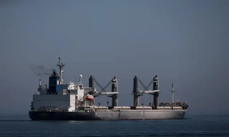 A cargo vessel is seen in the Black Sea, amid Russia's attack on Ukraine, near Odesa, Ukraine. -- Reuters