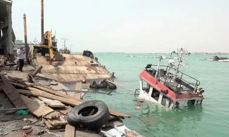 Damage in the aftermath of Houthi strikes on the Red Sea port city of Mocha, Yemen. -- Reuters