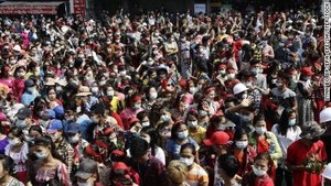 Myanmar police fire into the air, use water cannons to quell protests