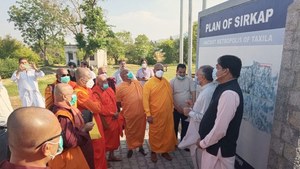 Sri Lankan Buddhist monks visit Sirkap in Taxila