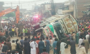 Truck topples over in Rahim Yar Khan, crushes 13 people to death