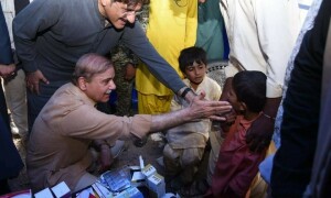 PM Shehbaz arrives in Dadu to review flood relief activities