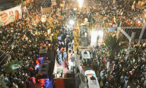 PTI protest march takes overnight break, to resume from Lalamusa