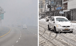 بارش اور برفباری سے سردی کی شدت بڑھ گئی، دھند سے موٹرویز بند