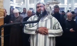نماز کے دوران امام مسجد کے کندھے پر بلی چھلانگ، ویڈیو وائرل