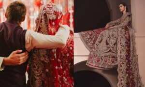 انشاء آفریدی نے شادی پر کس برانڈ کے عروسی لباس کا انتخاب کیا