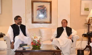 نواز شریف سے شاہد خاقان کی ملاقات، &rsquo;واپسی کی مشاورت میں شامل نہیں تھا&lsquo;