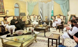 PTI delegation meets JUI-F&rsquo;s Fazl to offer condolences, &lsquo;discuss politics&rsquo;