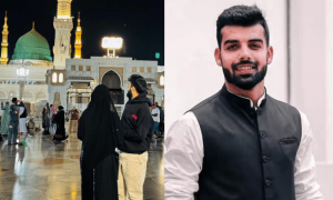 شادی کی پہلی سالگرہ پر شاداب کی اہلیہ کے ساتھ روضہ رسول ﷺ پر حاضری
