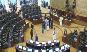 خیبرپختونخوا اسمبلی میں شدید بدنظمی، ن لیگ کی خاتون رکن پر لوٹا پھینک دیا گیا