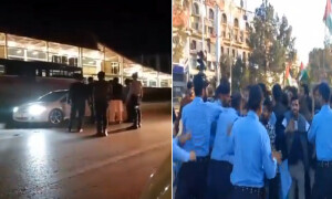 جماعت اسلامی کے غزہ مارچ کا ڈی چوک پر دھرنا، پولیس اور شرکاء آمنے سامنے، مشتاق احمد کو گرفتار کرنے کی کوشش