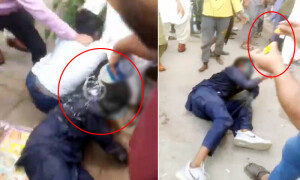 کراچی: مشتعل عوام نے ڈکیتی کرتے پکڑے گئے ڈاکوؤں پر پیٹرول چھڑک کر آگ لگا دی