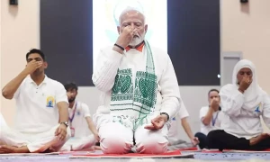 India&rsquo;s Modi leads yoga day celebration in IIOJK