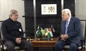 وزیراعظم کی فلسطینی صدر سے ملاقات، جنگ بندی اور فلسطینی ریاست کے قیام کا مطالبہ