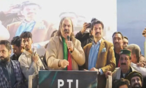صوابی میں پی ٹی آئی کا جلسہ، علی امین گنڈاپور کا سپہ سالار کو پیغام