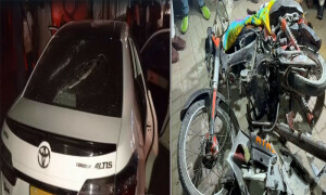 کراچی: کار کی ٹکر سے موٹرسائیکل سوار میاں بیوی جاں بحق، ملزم نے افطاری کے وقت گانے چلا رکھے تھے، عینی شاہدین