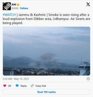 Indian news agency confirms destruction at Udhampur airbase