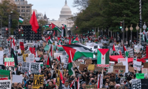 امریکہ میں ایران اور فلسطین کے حق میں مظاہرہ، اسرائیل کیخلاف بھرپور احتجاج