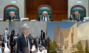 مخصوص نشستیں نظر ثانی کیس: ’دیکھنا ہے الیکشن کمیشن نے آئین سے روگردانی کی یا سپریم کورٹ کے اکثریتی فیصلے نے‘، جسٹس امین الدین