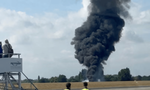 Small plane crashes after takeoff from London South end Airport, airport closed