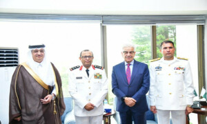 Royal Saudi Naval Forces Chief calls on Defence Minister Khawaja Asif