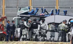 At least 10 dead, 41 injured as freight train collides with double-decker bus in Mexico