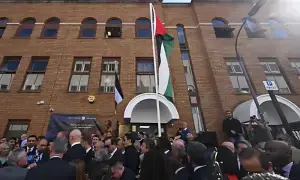 Palestinian flag raised at London embassy after UK recognition of state